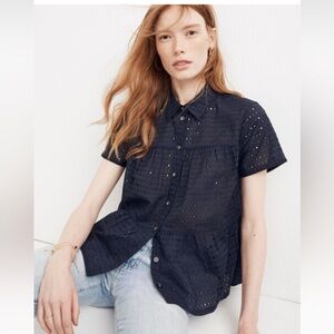 NWT Madewell Dark Navy Peplum Top